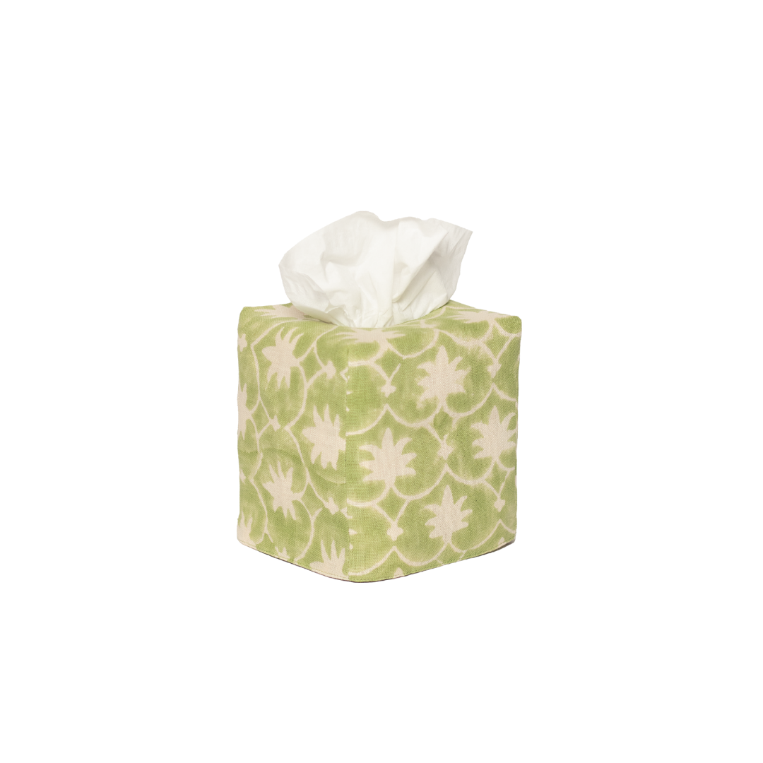 Square Palm Grove Linen Tissue Box Cover
