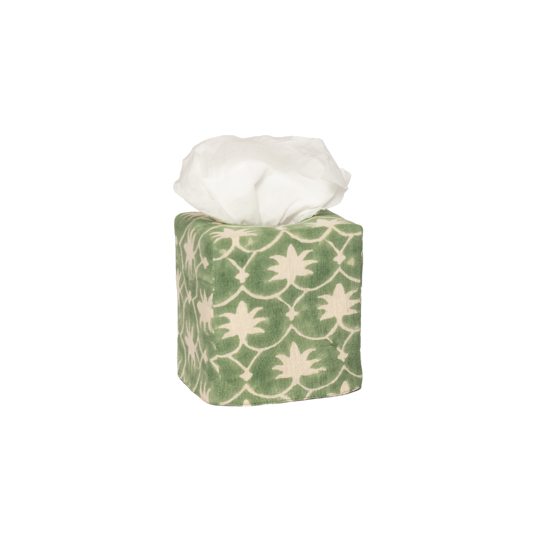 Square Palm Grove Linen Tissue Box Cover