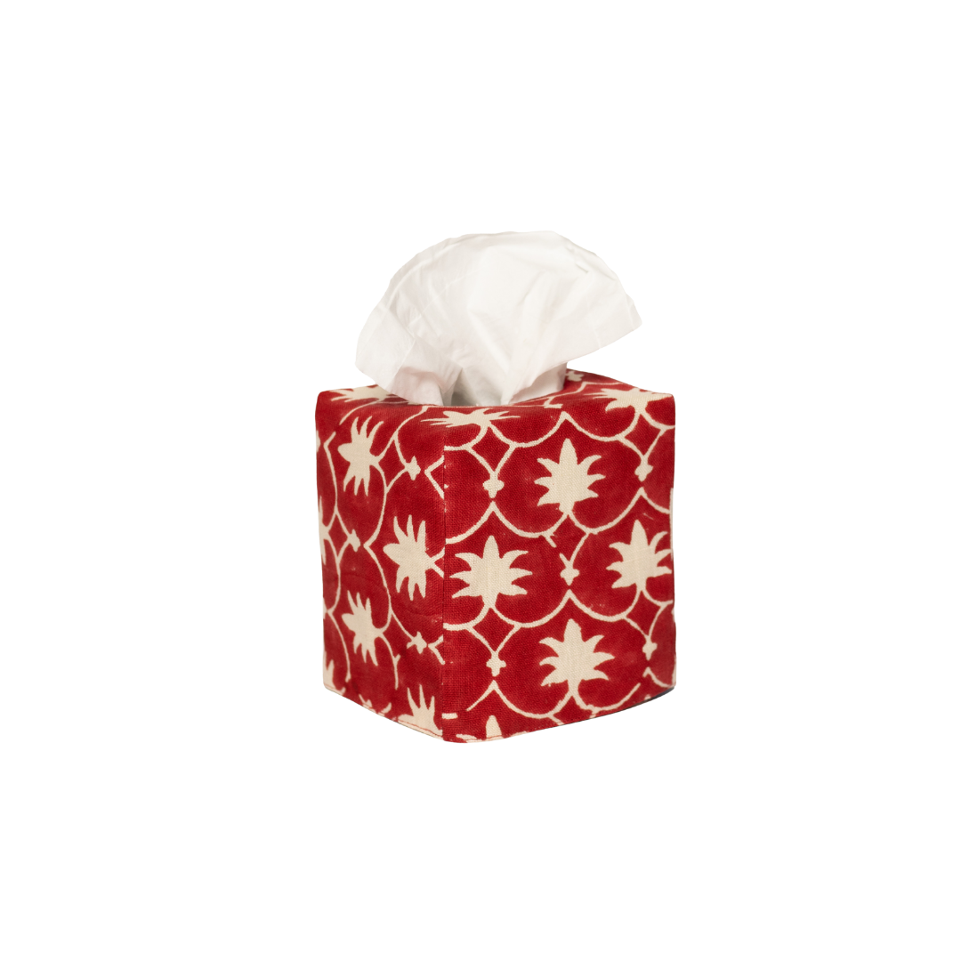 Square Palm Grove Linen Tissue Box Cover