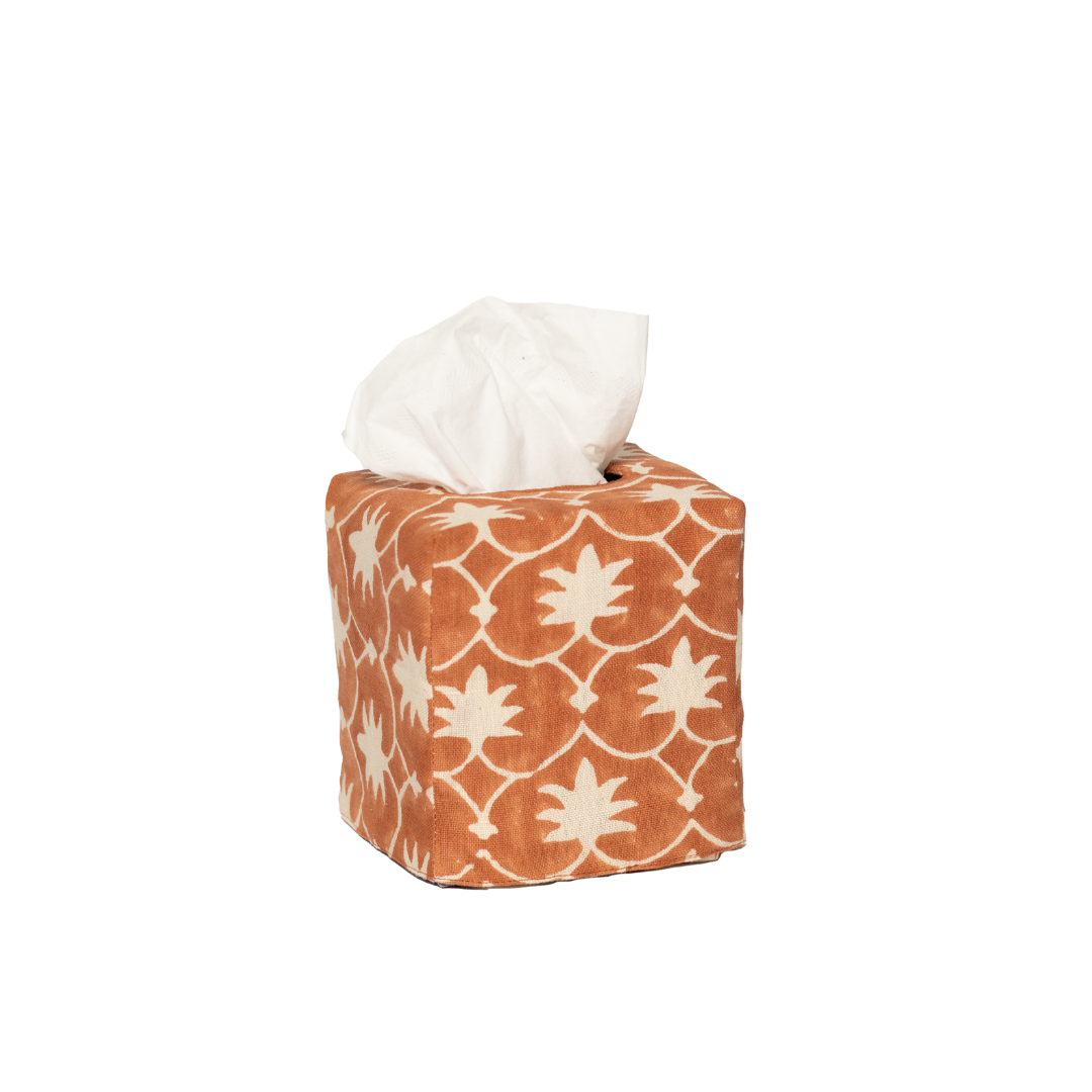 Square Palm Grove Linen Tissue Box Cover
