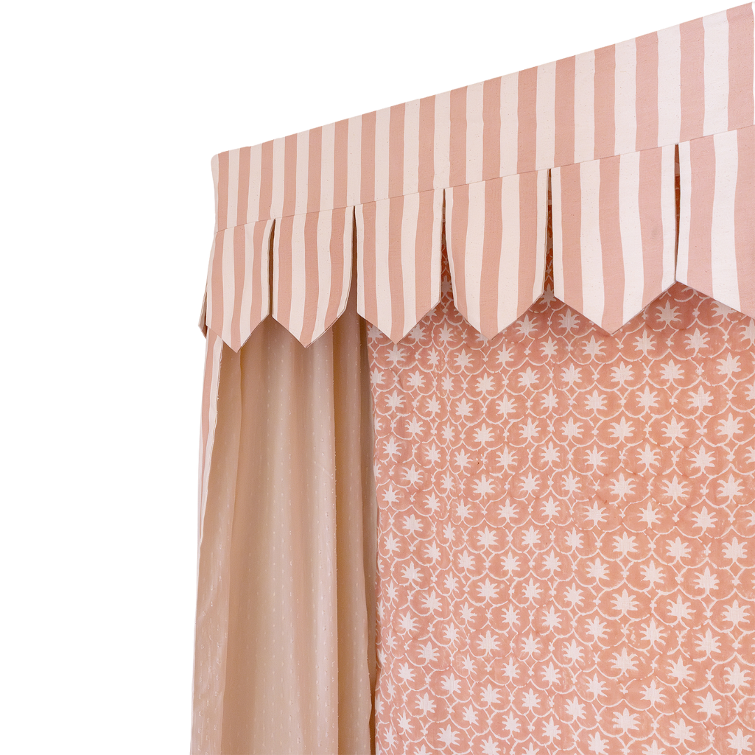 Bed Canopy - Single - Rhubarb Stripe/Palm Grove