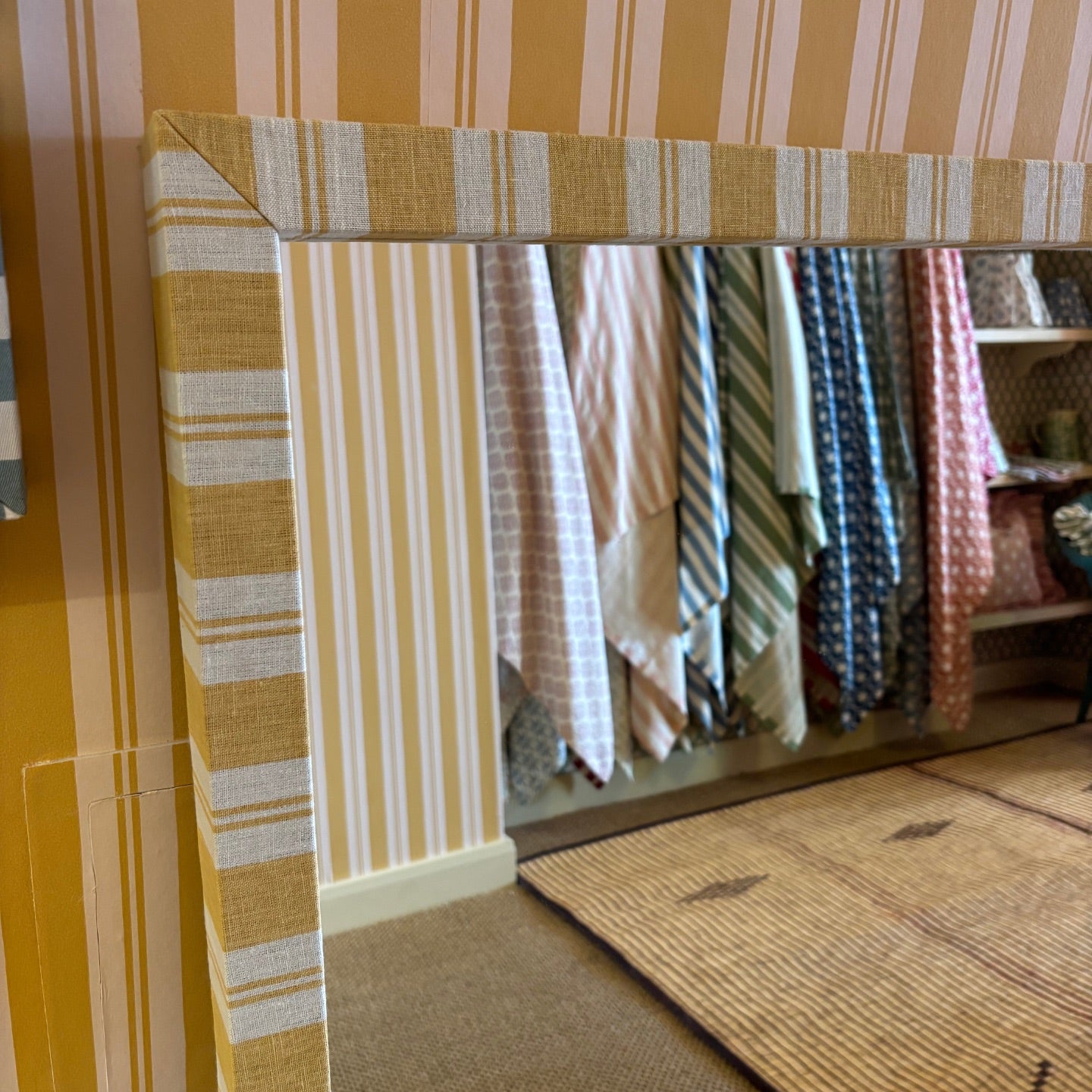 SAMPLE - Mustard Raj Stripe Fabric Mirror