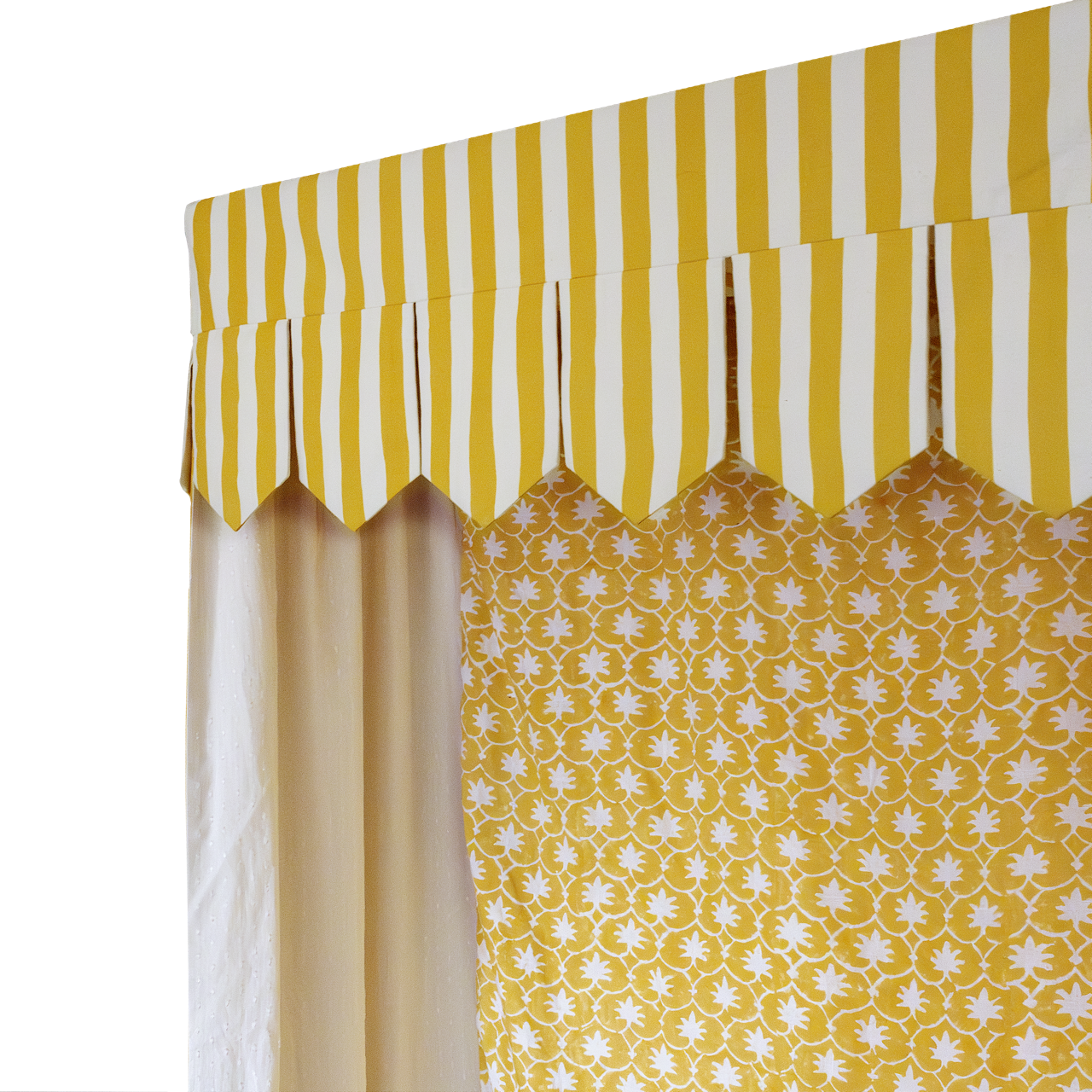 Bed Canopy - Single - Mustard Stripe/Palm Grove