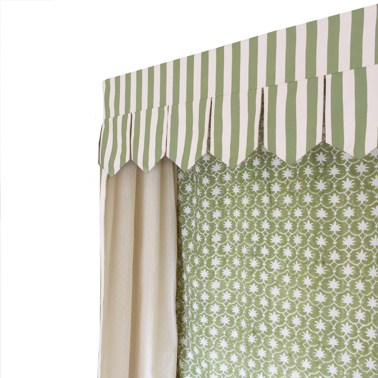 Bed Canopy - Single - Olive Stripe/Palm Grove