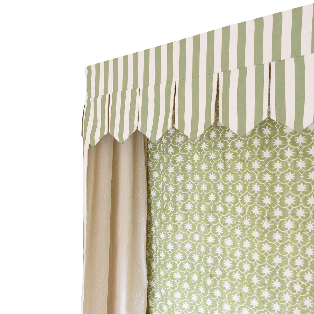Bed Canopy - Single - Olive Stripe/Palm Grove