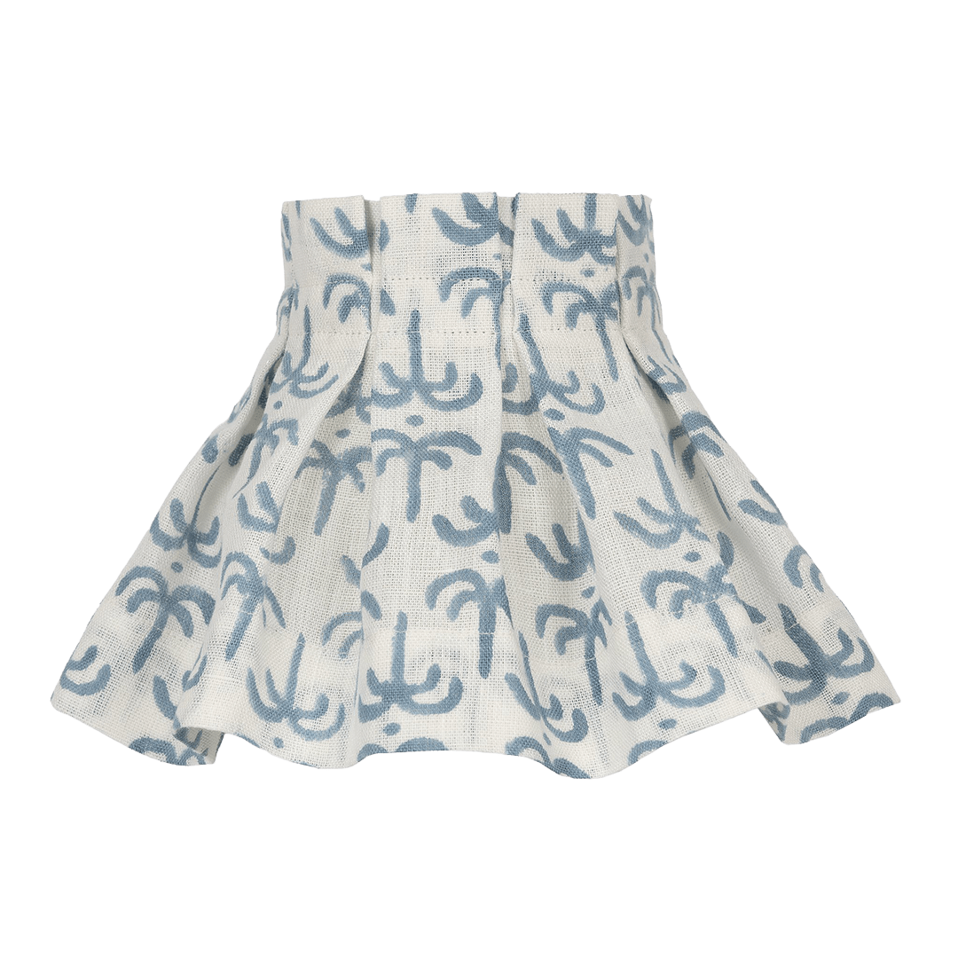 6" Blue Callaloo Linen Loose Box Pleat Lampshade - Alice Palmer & Co