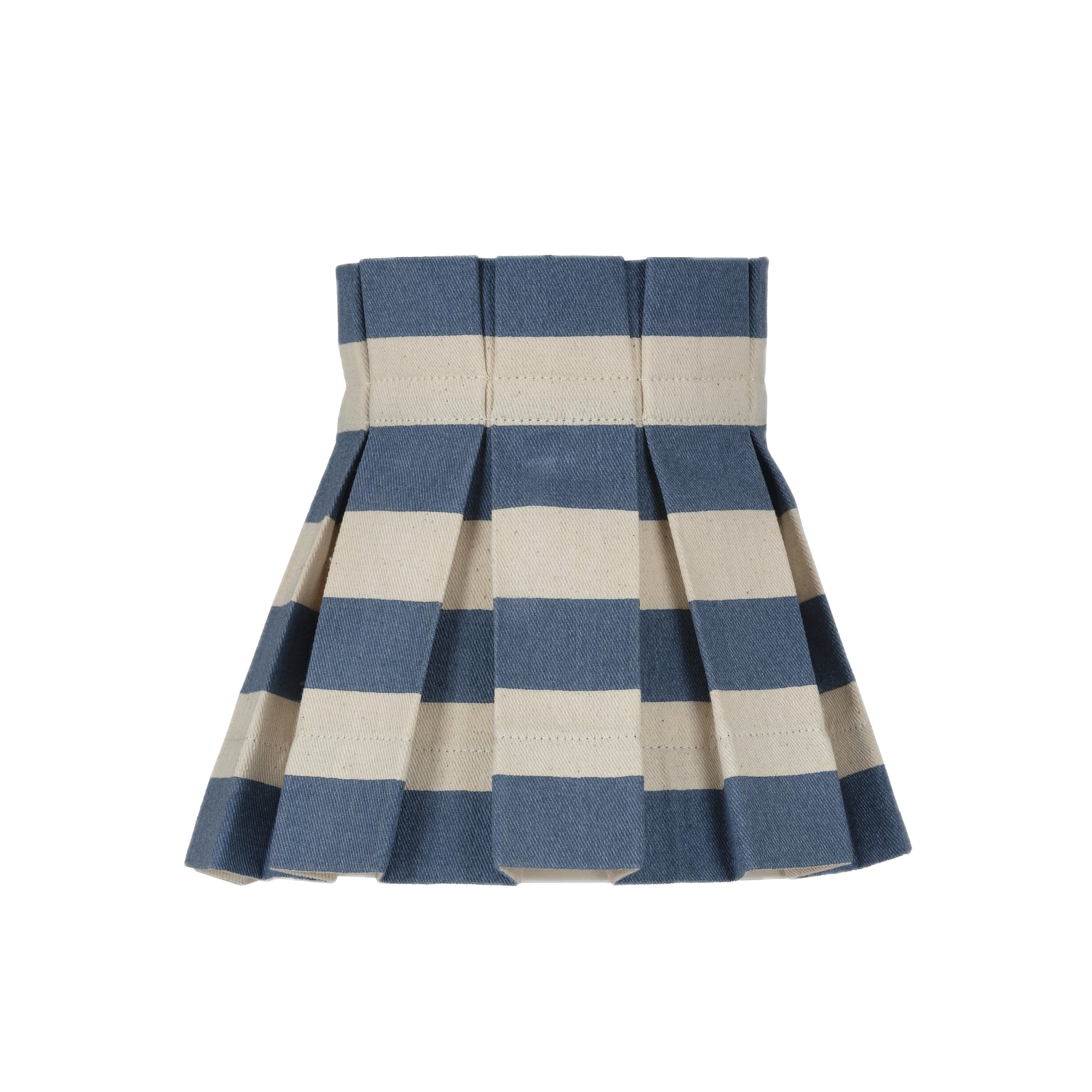 SAMPLE SALE Tangier Denim Stripe Cotton Box Pleat Lampshade