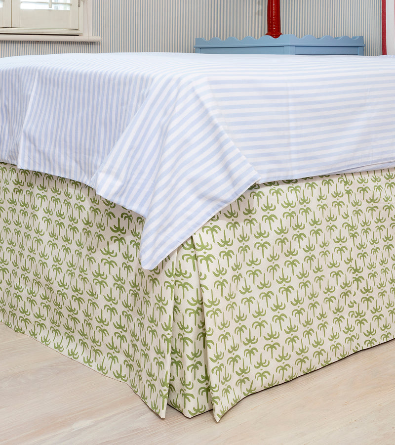 Green Callaloo Cotton Piped Bed Valance