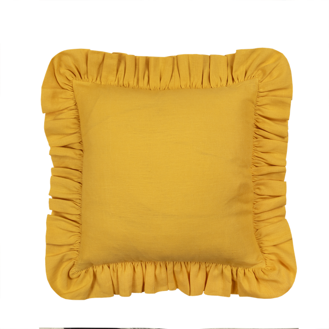 SAMPLE SALE - Turmeric Linen Frilly Cushion (cover only)