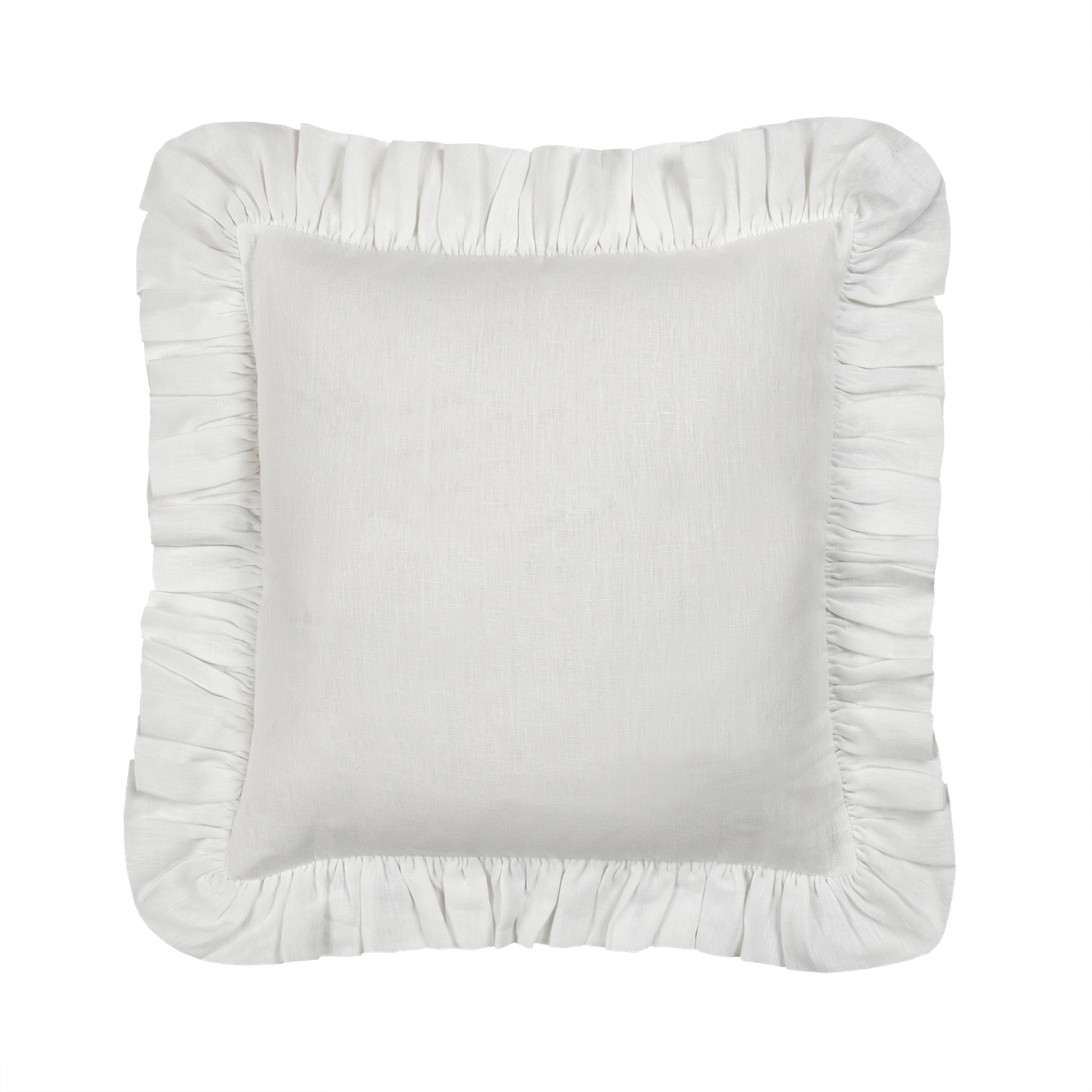 SAMPLE SALE - White Linen Frilly Cushion (cover only)