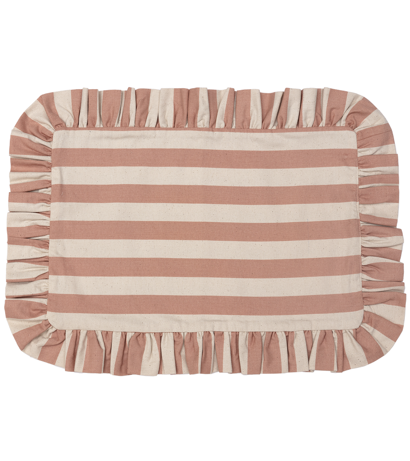 Tangier Rhubarb Stripe Frilly Placemat - Set of Two