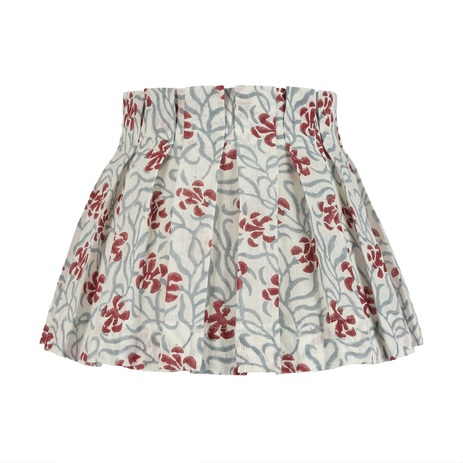 SAMPLE SALE - 12" Okra Poppy/Petrol Linen Box Pleat Lampshade
