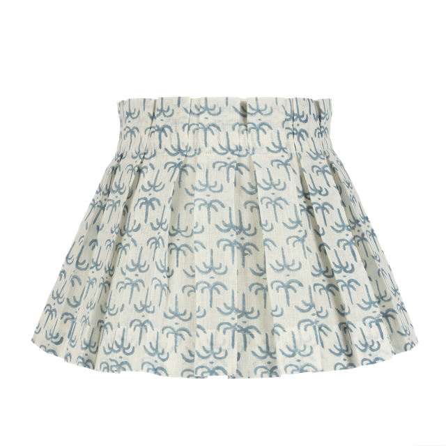 SAMPLE SALE - 12" Blue Callaloo Linen Box Pleat Lampshade