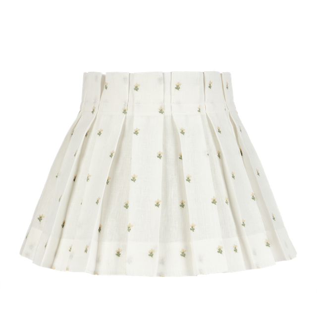 SAMPLE SALE - 14" Embroidered Margarita Linen Box Pleat Lampshade