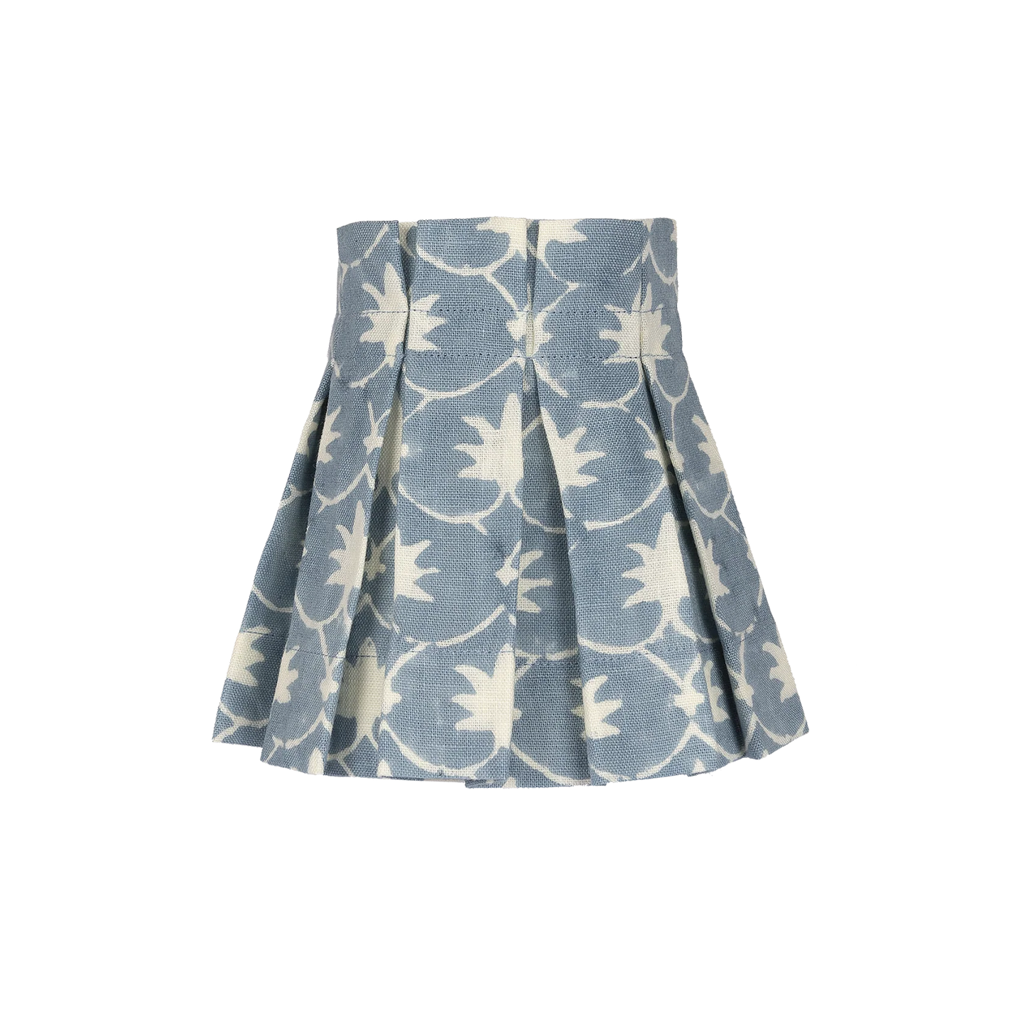 6 inch French Blue Inverse Palm Grove Linen Structured Box Pleat Lampshade