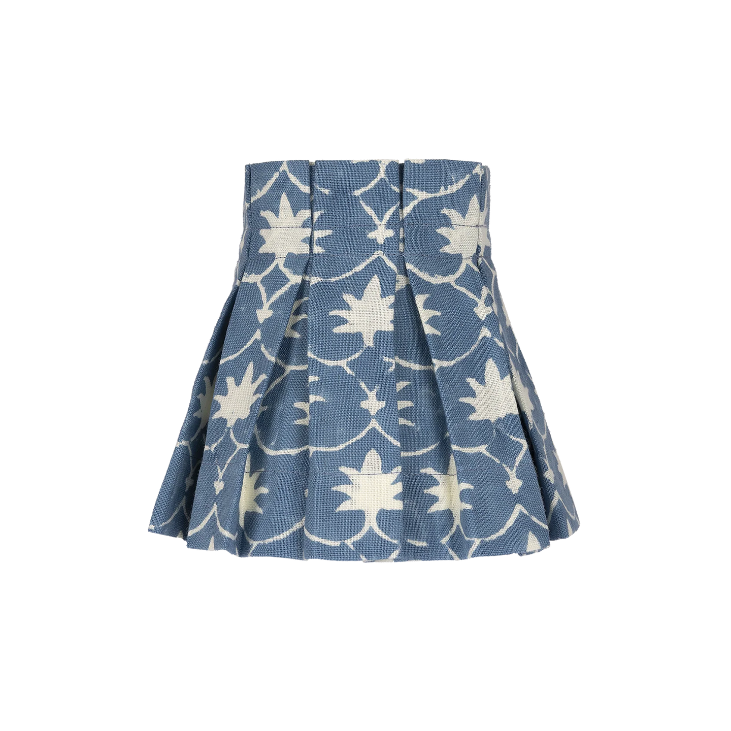 6 inch Denim Inverse Palm Grove Linen Structured Box Pleat Lampshade