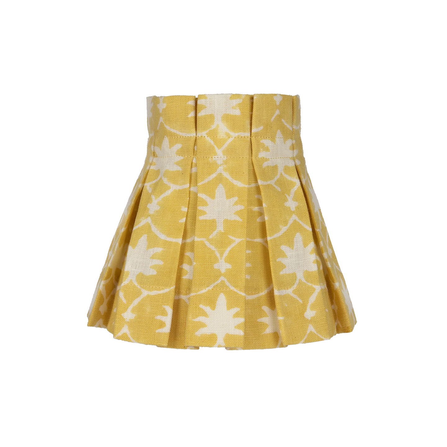 6 inch Mustard Inverse Palm Grove Linen Structured Box Pleat Lampshade