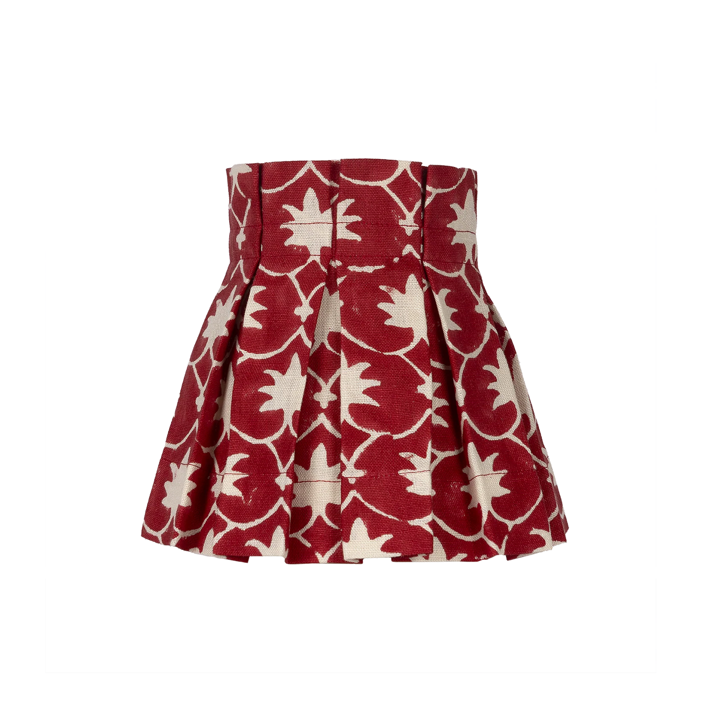 6 inch Red Inverse Palm Grove Linen Structured Box Pleat Lampshade