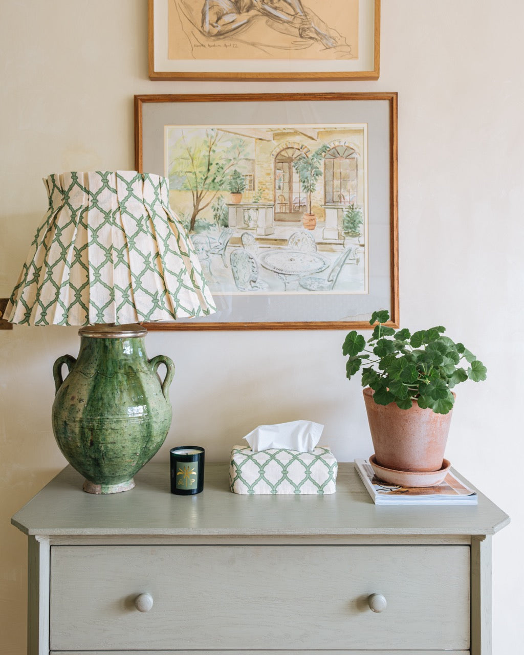 Trellis Linen Box Pleat Lampshades