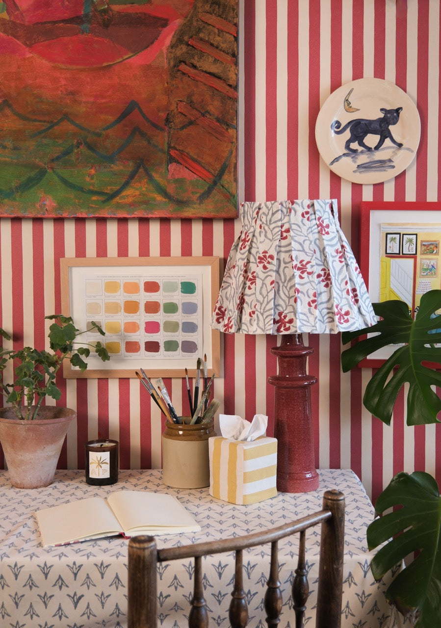 Okra Poppy Petrol Linen Fabric