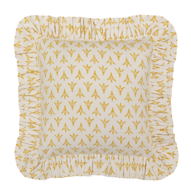 SAMPLE SALE - Daffodil Papaya Cotton Frilly Cushion (cover only)