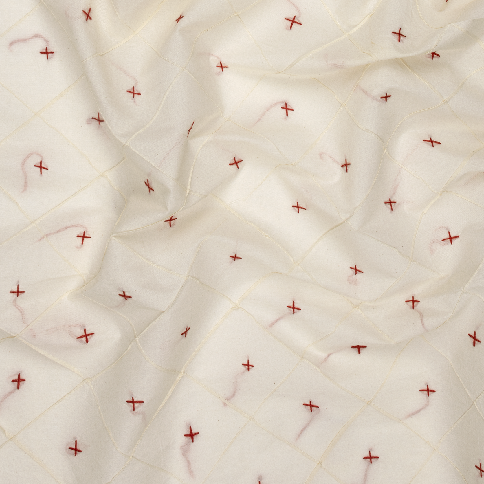 Embroidered Red Cross Cafe Curtain