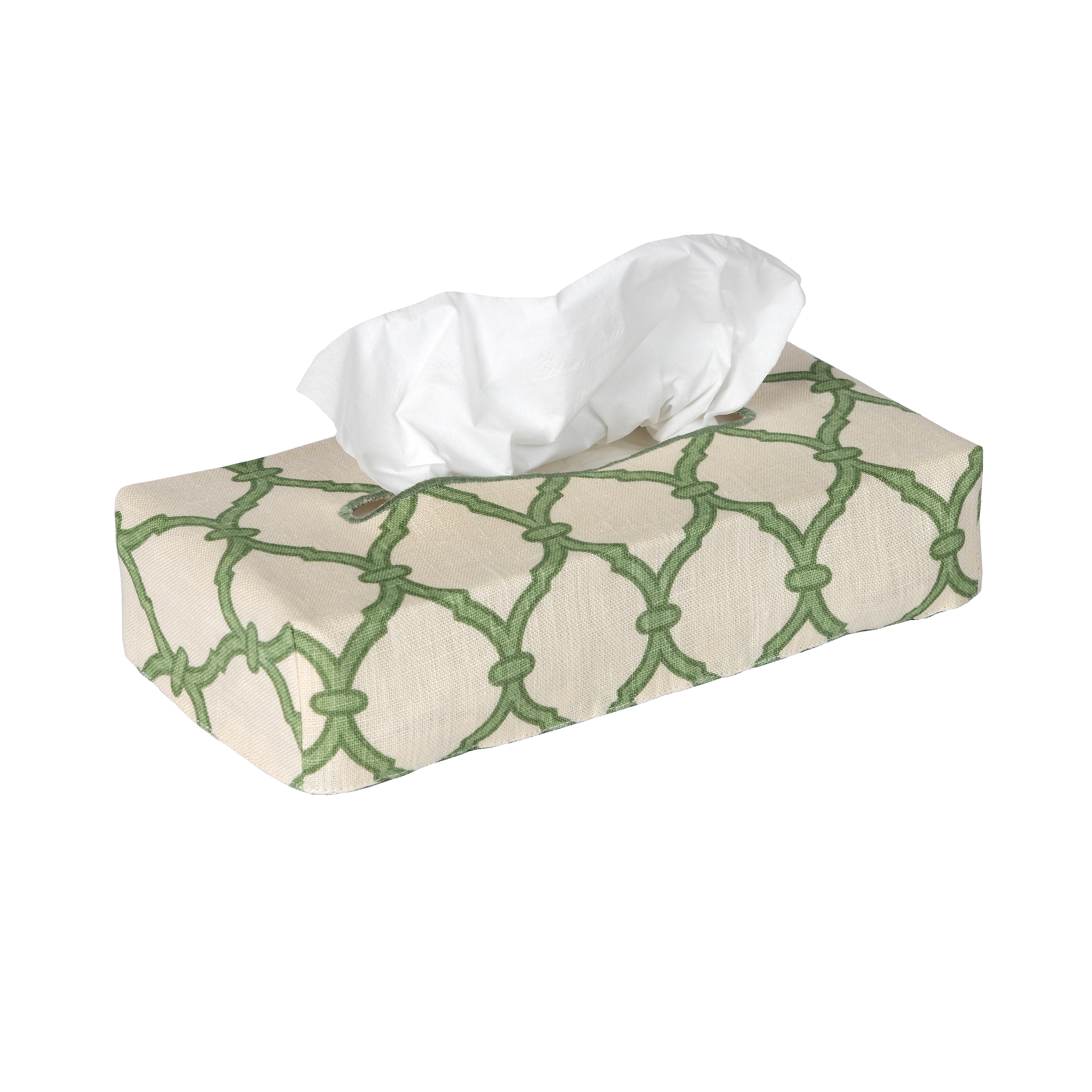 Skinny Trellis Linen Tissue Box Cover - Garden