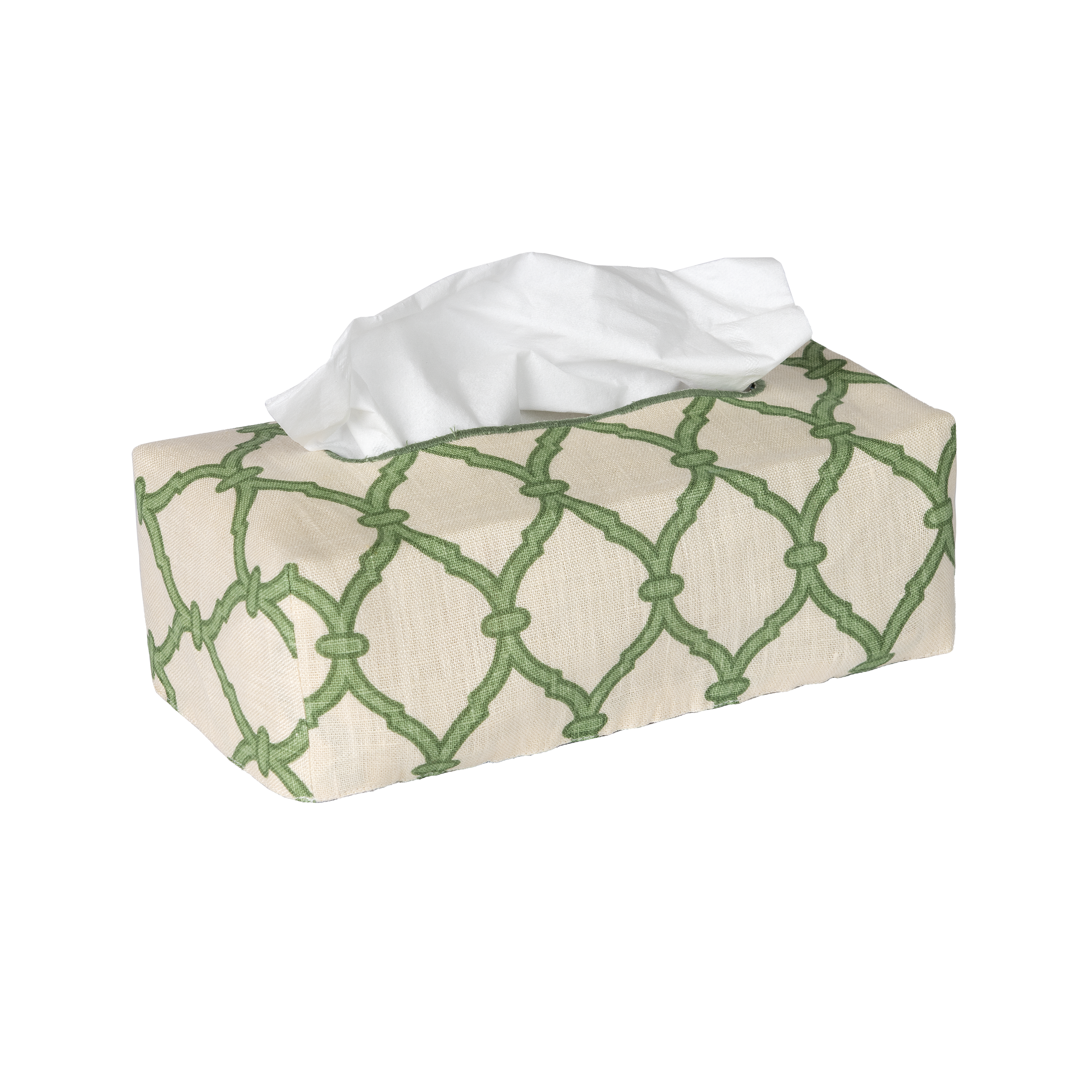 The OG Trellis Linen Tissue Box Cover - Garden