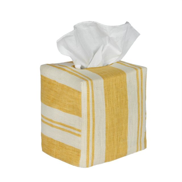 Square Raj Stripe Linen Tissue Box Cover