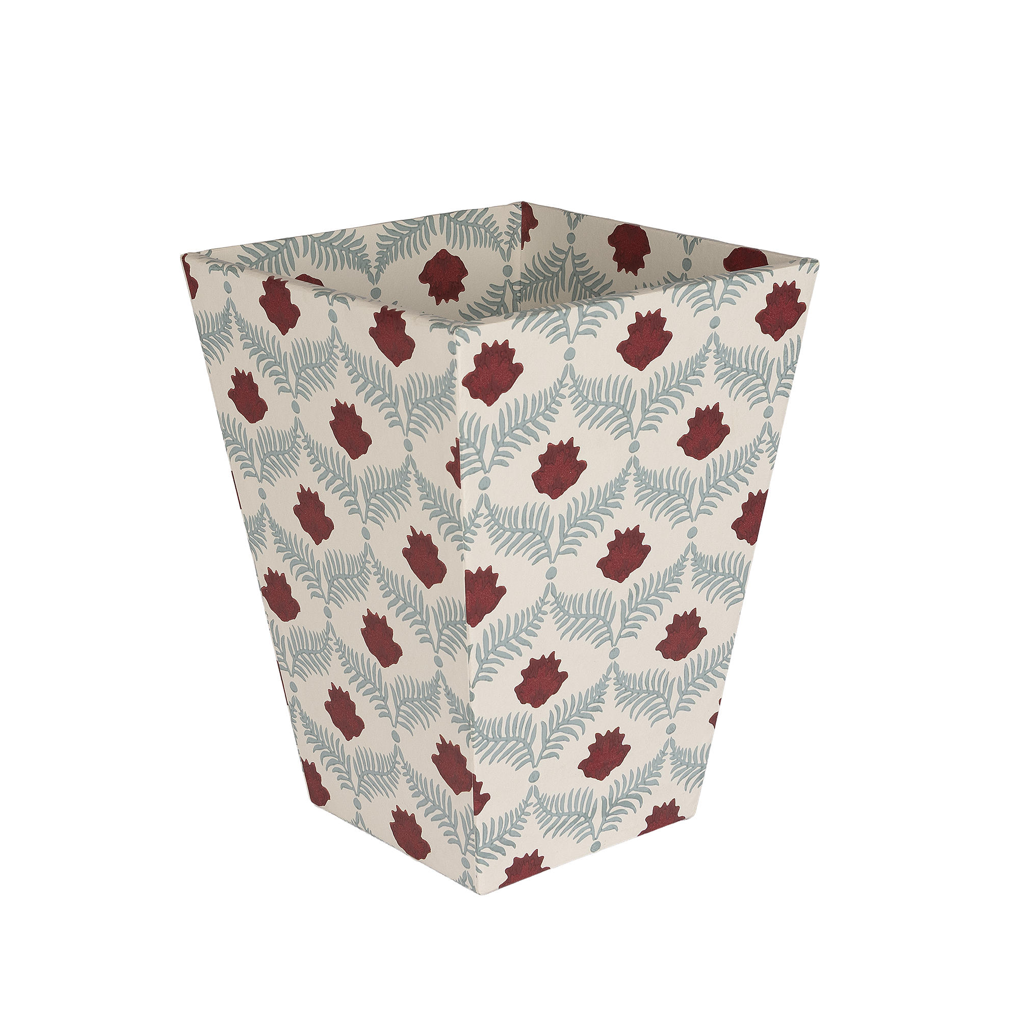 Lotus Waste Paper Bin - Poppy/Petrol