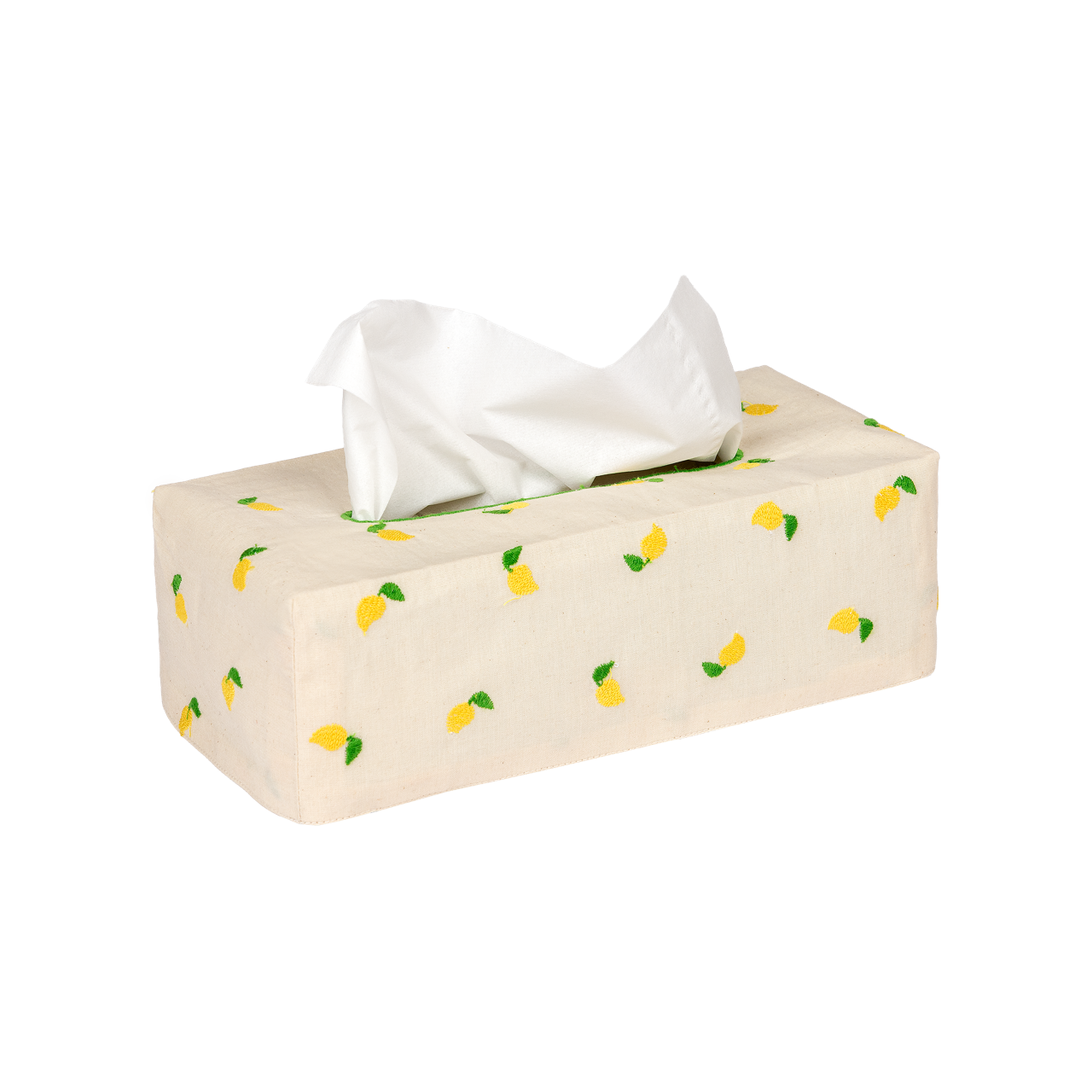 The OG Embroidered Tissue Box Cover - Lemon