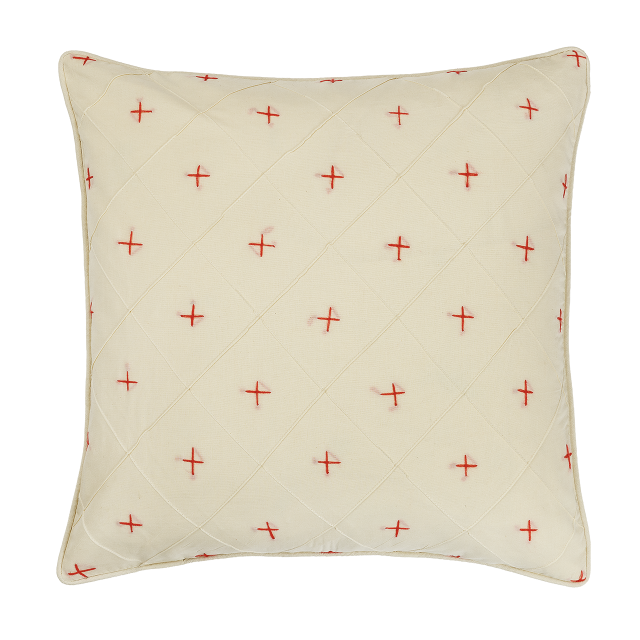 Embroidered Red Cross Square Cushion