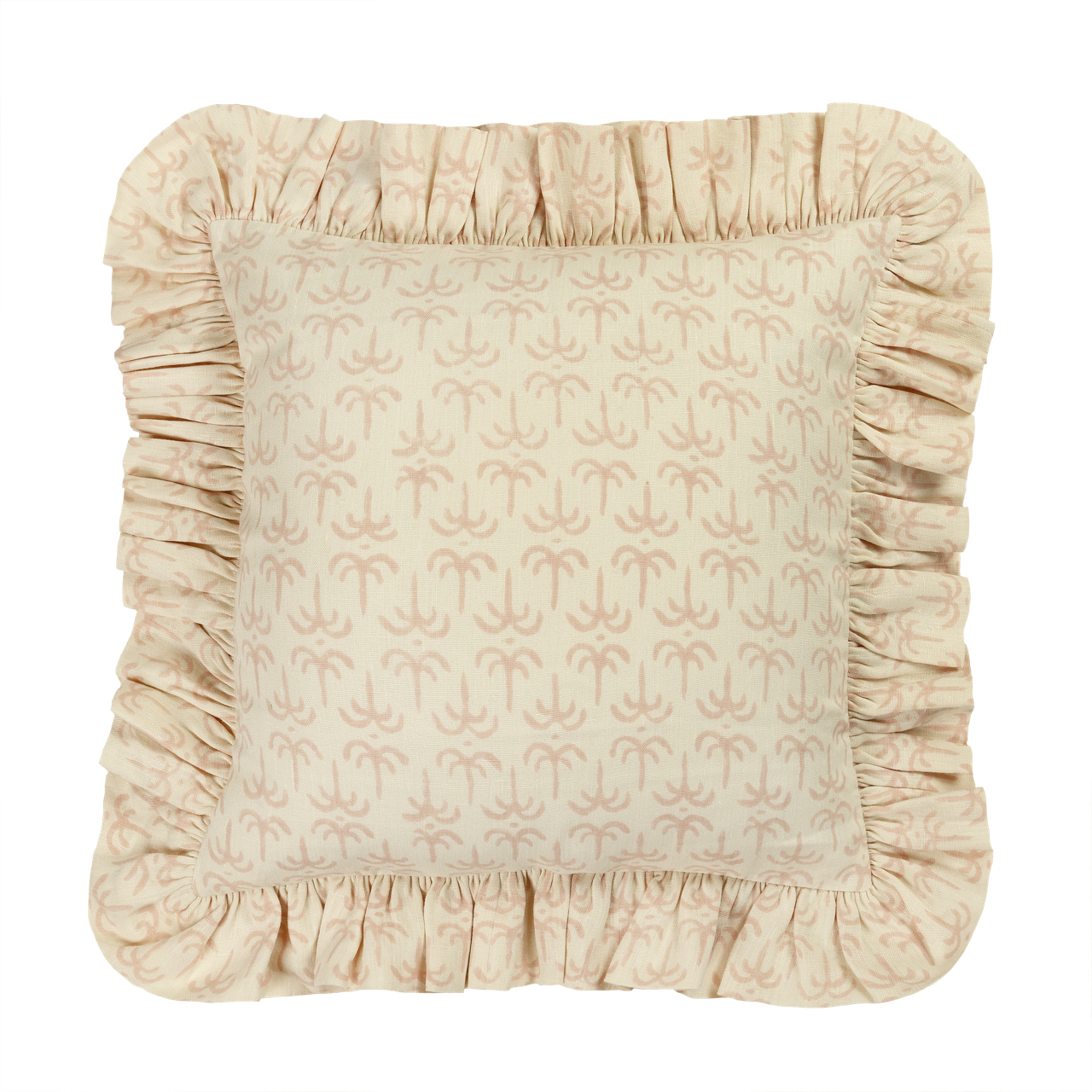 Pink Callaloo Linen Frilly Cushion