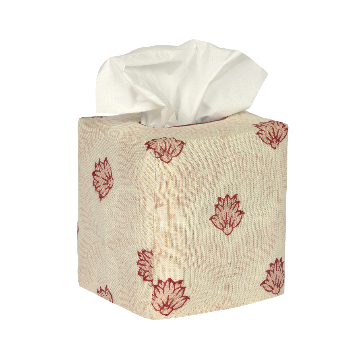 Square Lotus Linen Tissue Box Cover