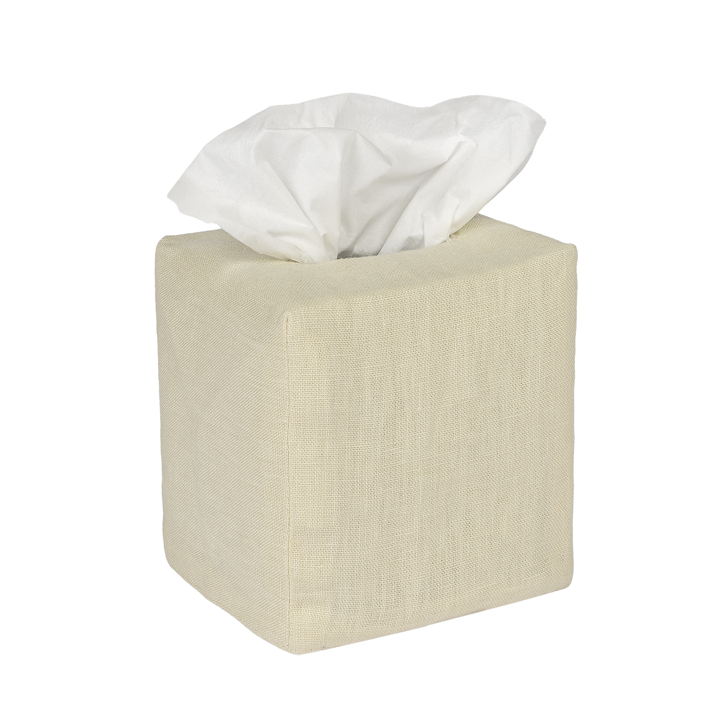 Square Plain Linen Tissue Box Cover - Oat