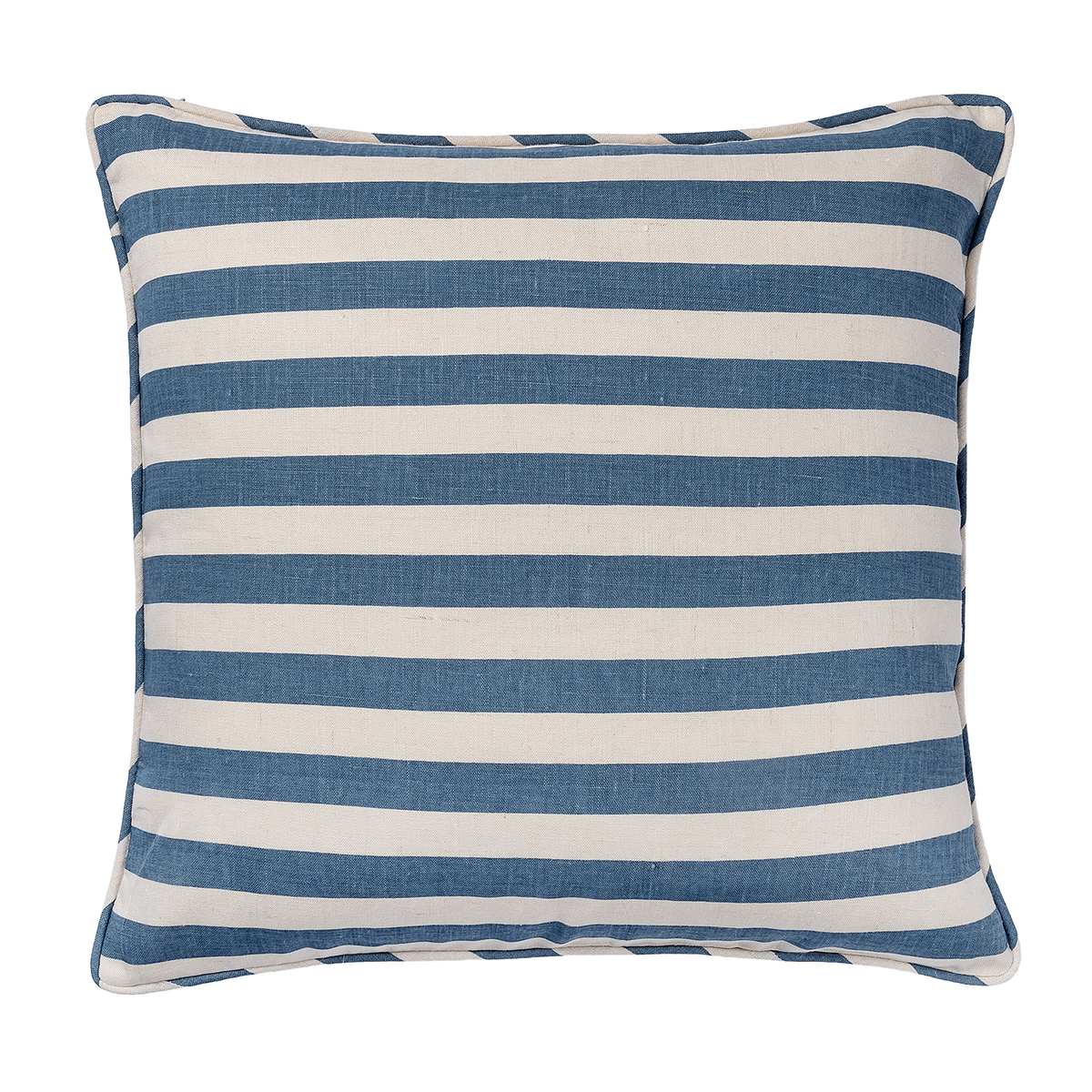 Tangier Denim Stripe Linen Piped Cushion