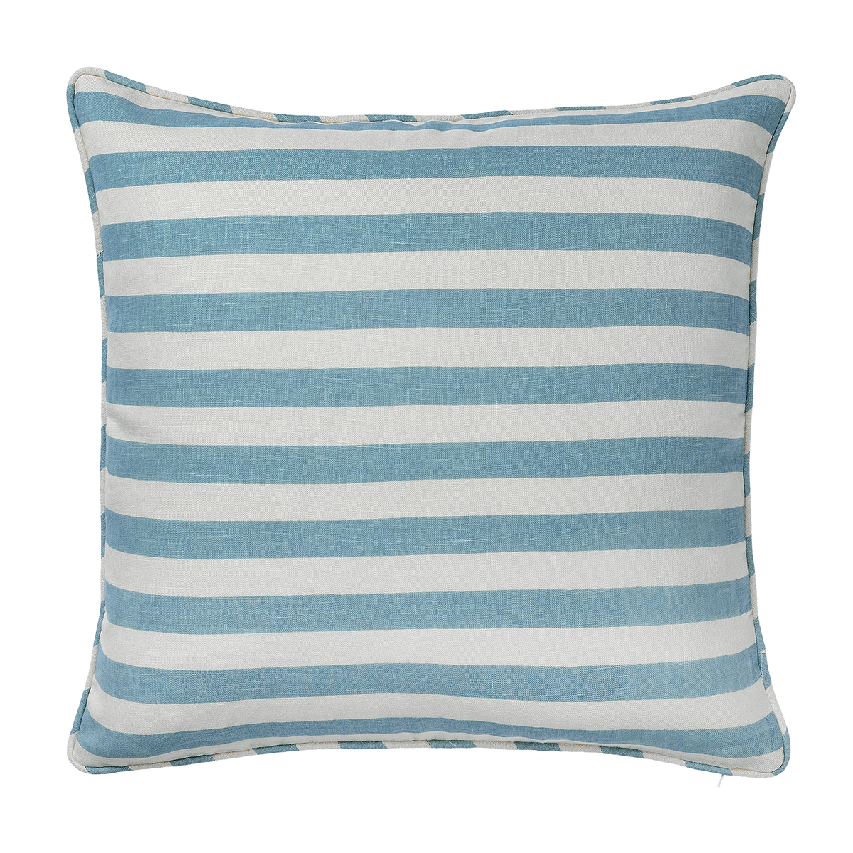 Tangier French Blue Stripe Linen Piped Cushion