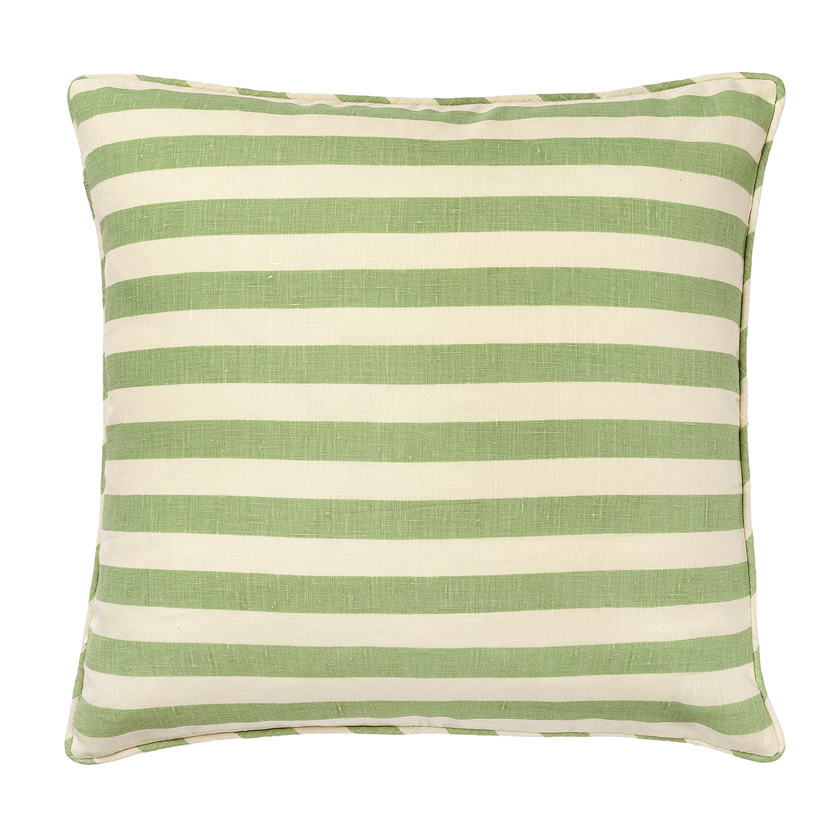 Tangier Olive Stripe Linen Piped Cushion