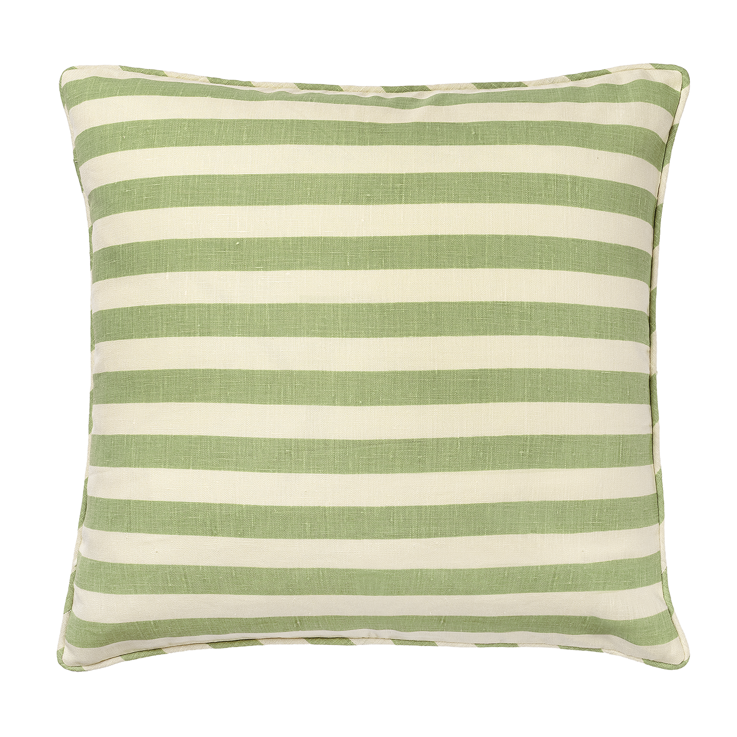 Tangier Olive Stripe Linen Piped Cushion
