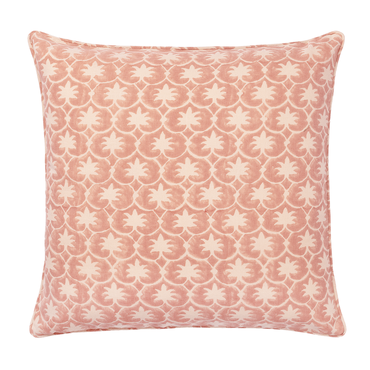 Rhubarb Inverse Palm Grove Piped Cushion