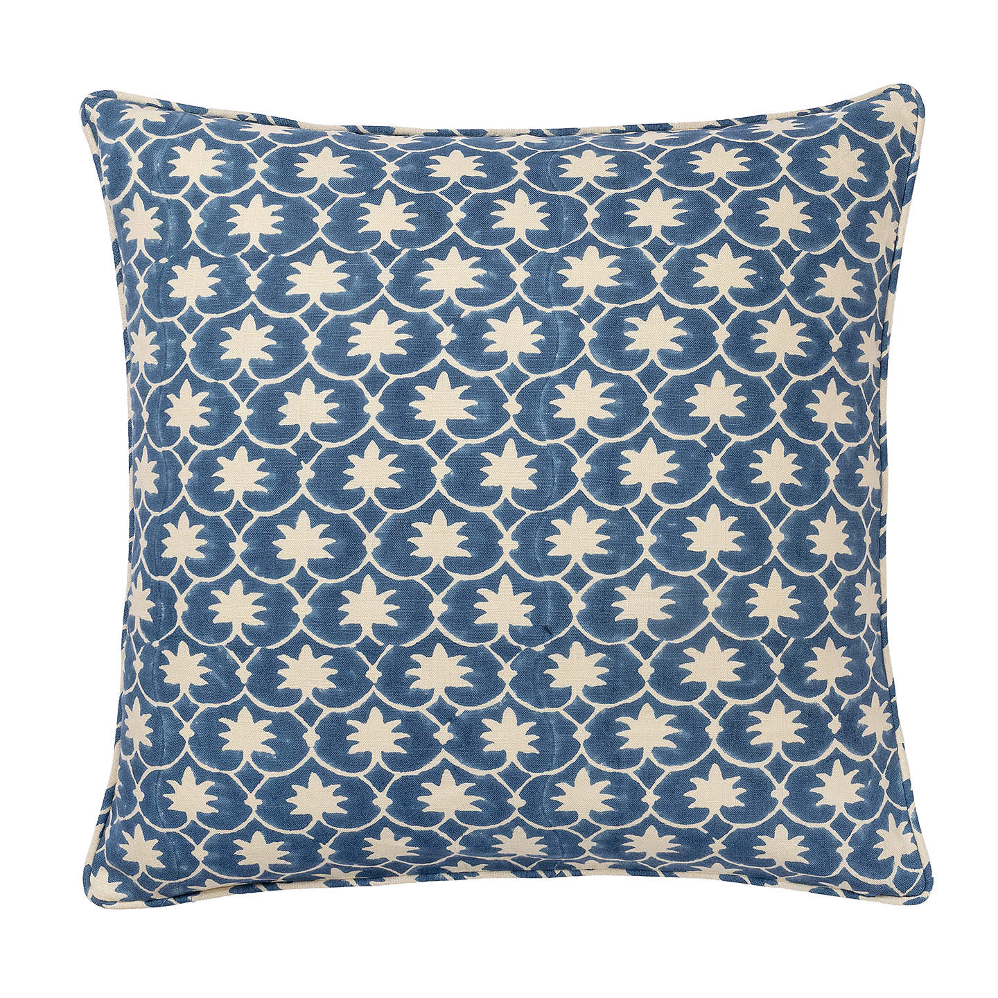 Denim Inverse Palm Grove Piped Cushion
