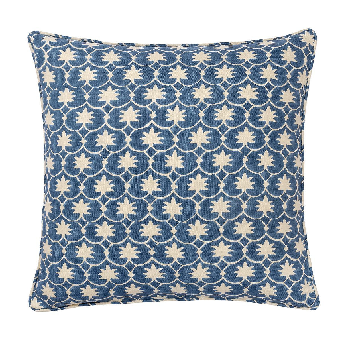 Denim Inverse Palm Grove Piped Cushion