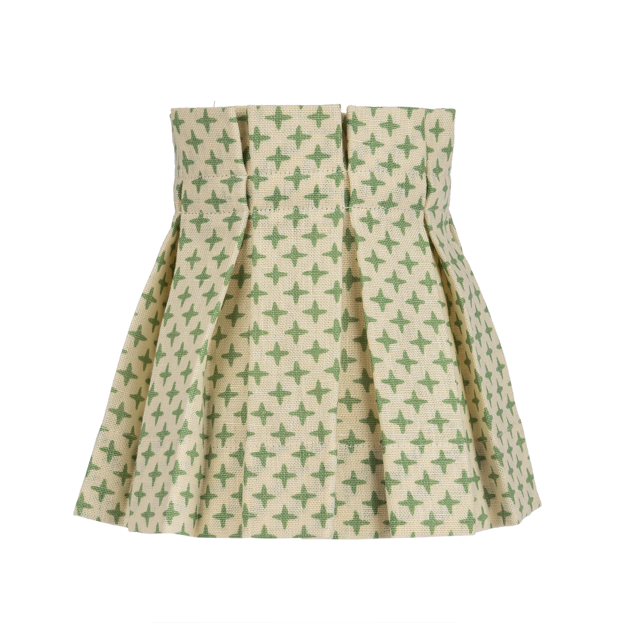 6 inch Fez Green Cross Linen Structured Box Pleat Lampshade