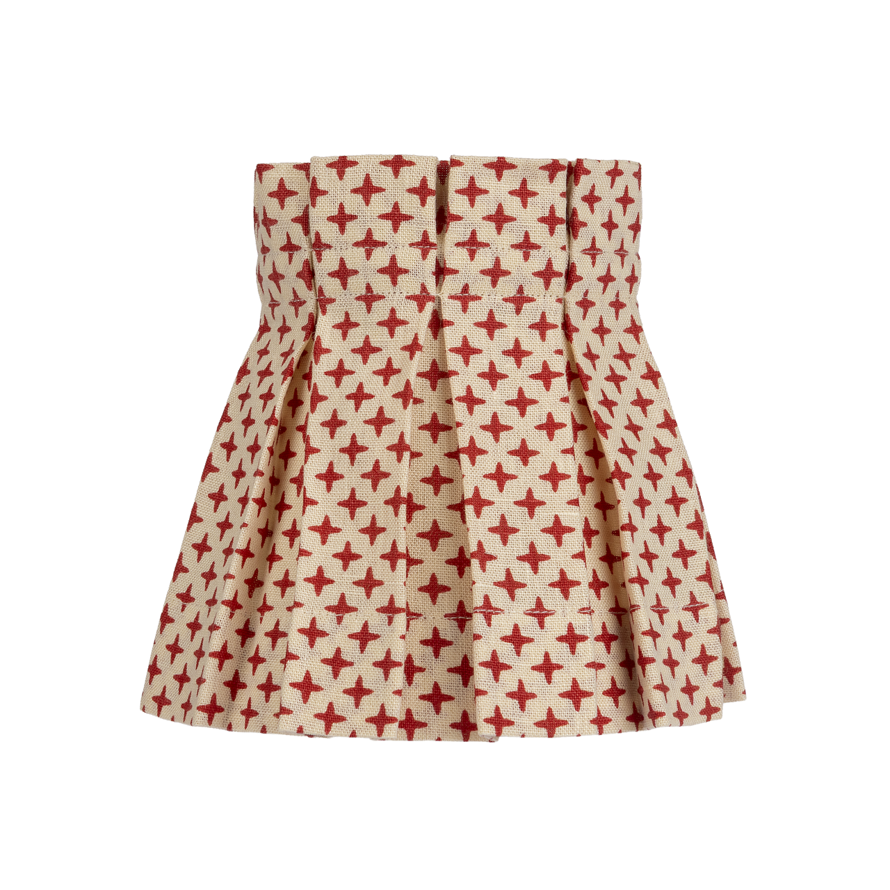 6 inch Fez Red Cross Linen Structured Box Pleat Lampshade