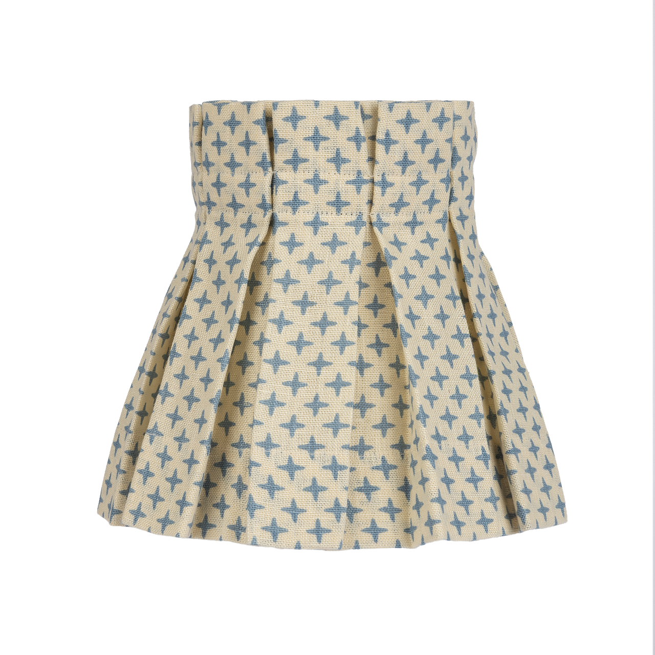 6 inch Fez Blue Cross Linen Structured Box Pleat Lampshade
