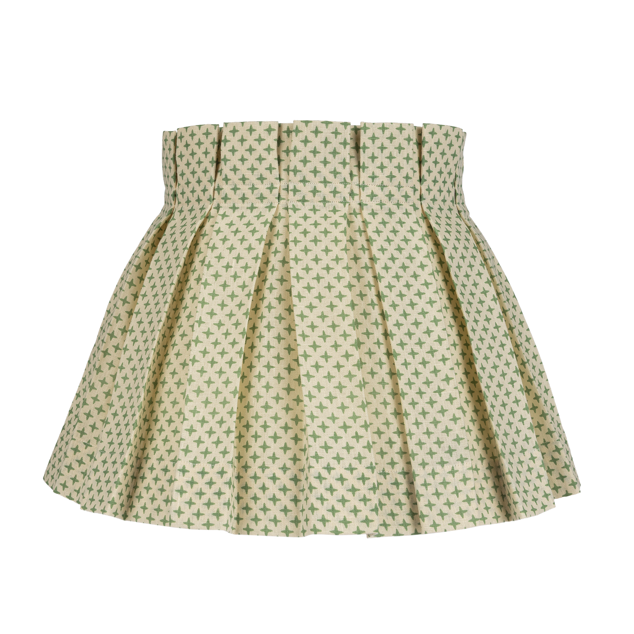 Fez Green Cross Linen Structured Box Pleat Lampshade