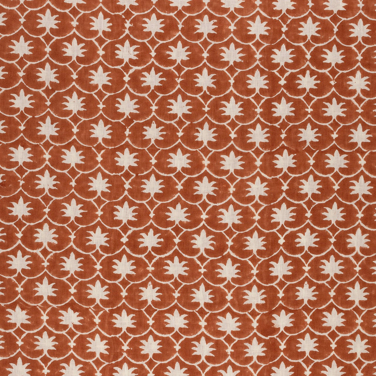 Terracotta Inverse Palm Grove Ruffled Bed Valance