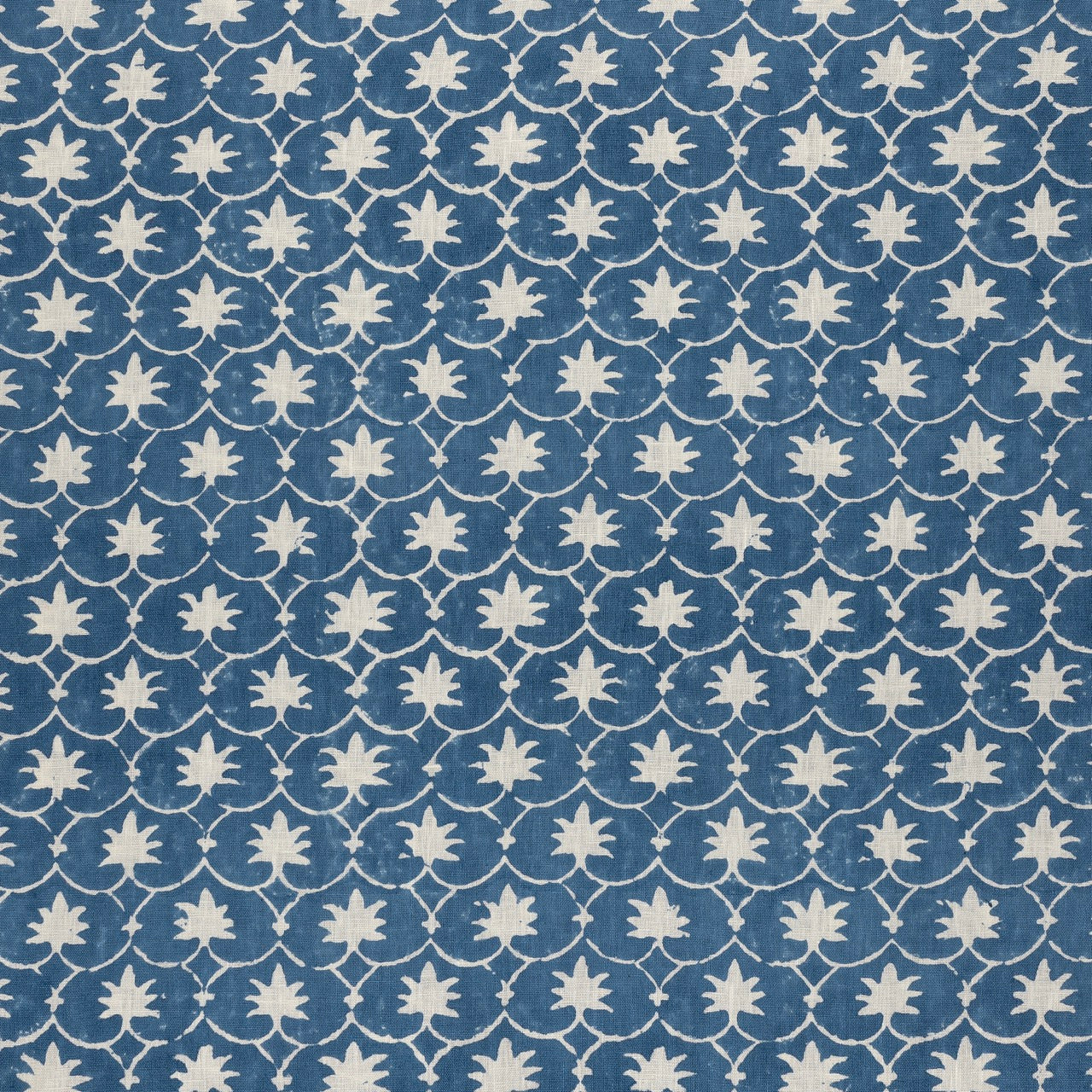 Denim Inverse Palm Grove Ruffled Bed Valance