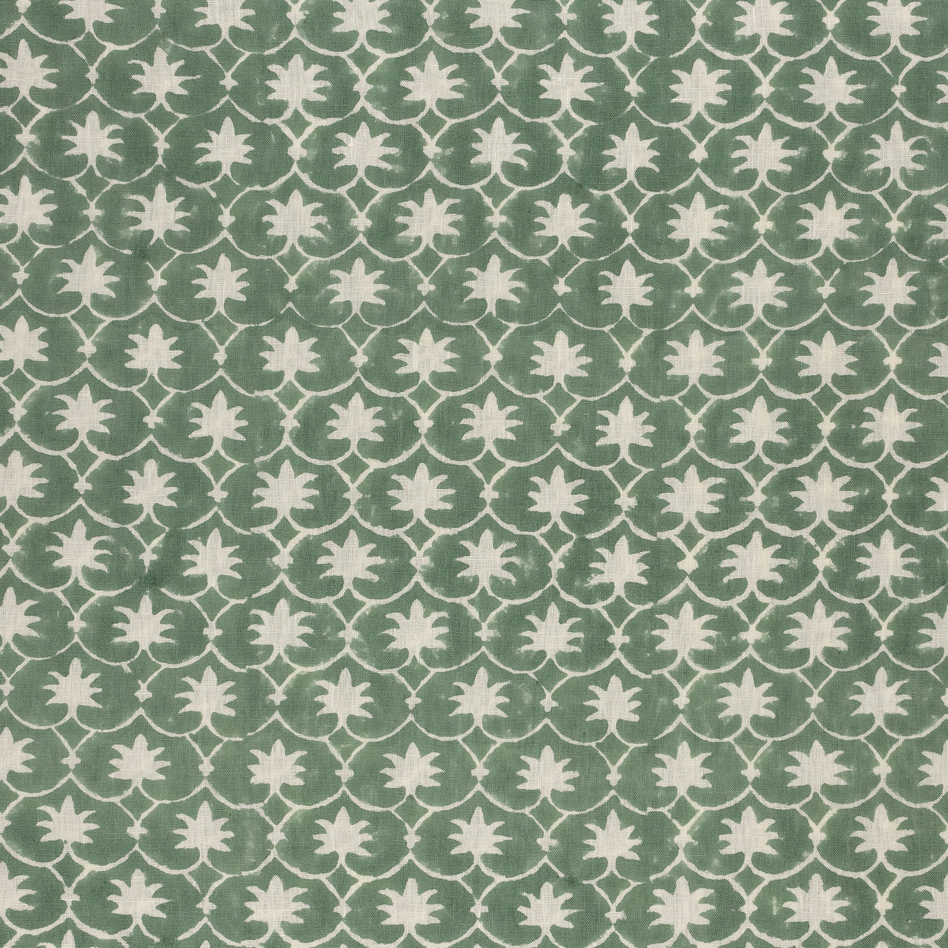 Jade Inverse Palm Grove Linen Fabric