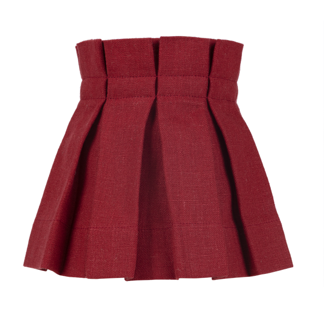6 inch Carmine Red Linen Structured Box Pleat Lampshade